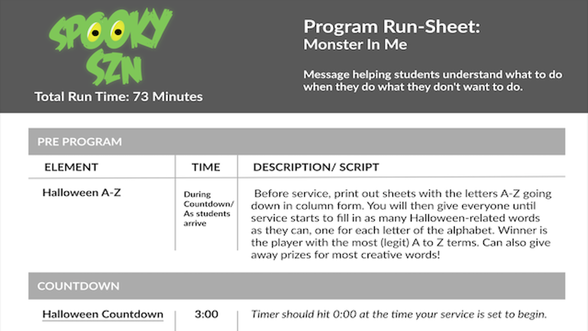 Spooky Szn Program Sheet image number null